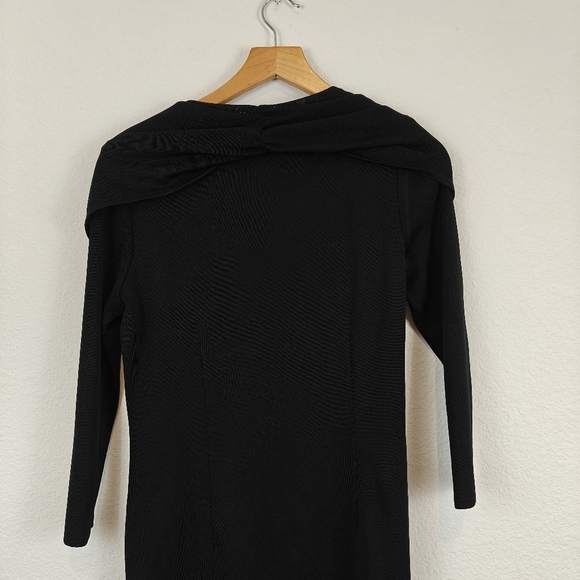 Exclusively MISOOK Knee Length Black Acrylic 3/4 Sleeve Cowl Neck Dress Size XS - Picture 11 of 13
